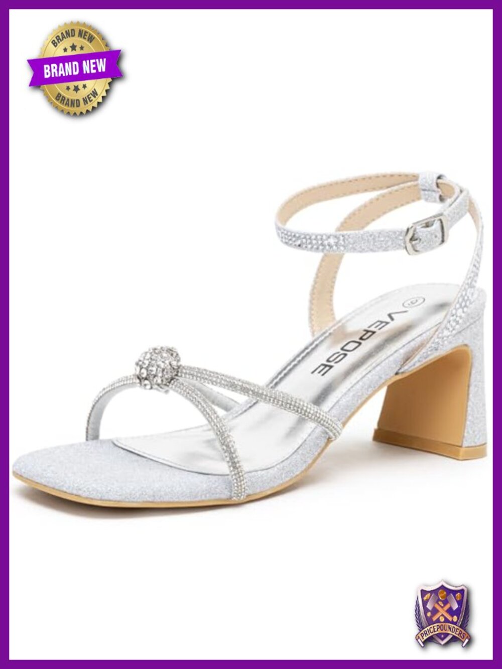 Strappy Block Heels with Rhinestone Charm